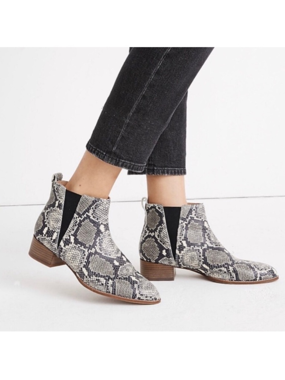 Madewell The Carina Snakeprint Chelsea Booties